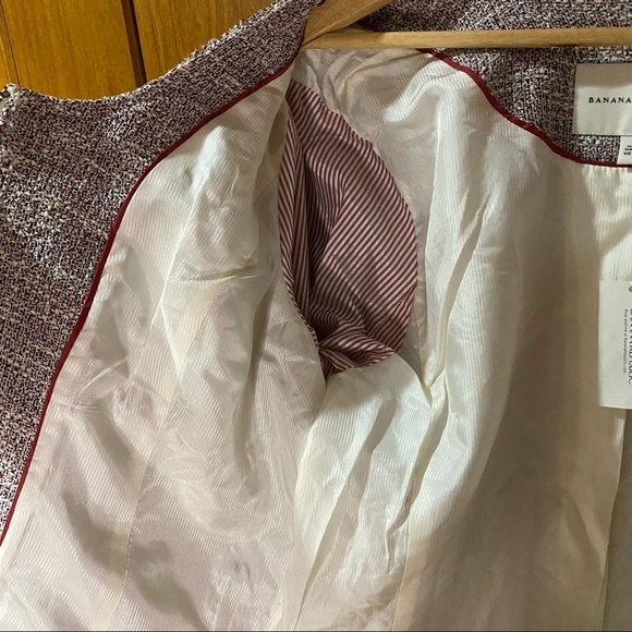 Banana Republic: Tweed Fringe Raw Edge Zip Up Business Blazer Jacket 14 (NWT) - Picture 9 of 9